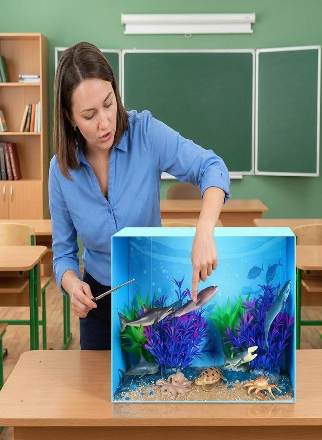 Silipull 23 Pcs Ocean Diorama Kit Under The Sea Animal Figure Realistic Ocean Animal Figurines Including Shark, Whale, Corals Artificial Coral Seagrass with a Gift Box for Birthday Party Decorations - Image 5